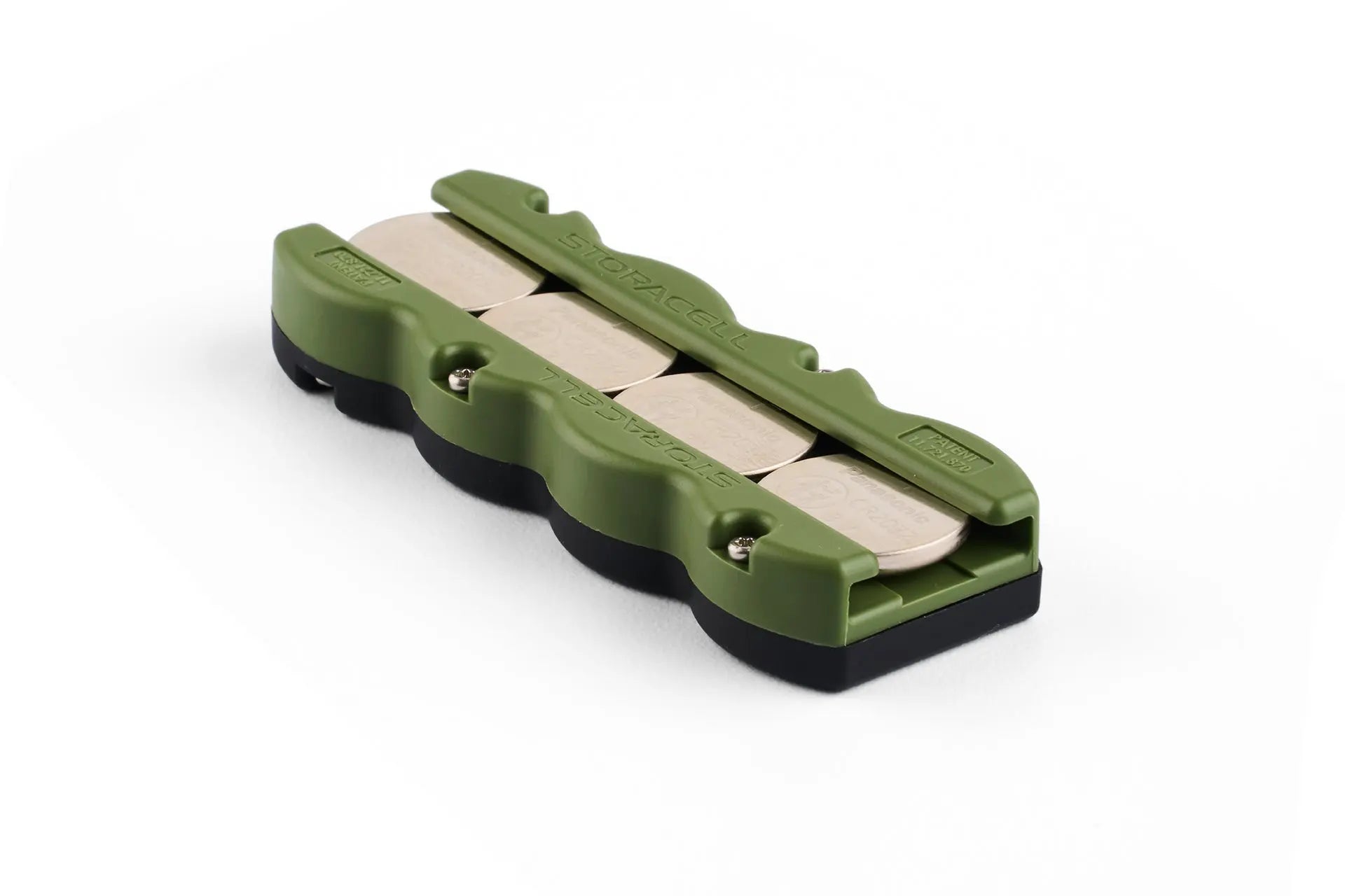 Button Battery Caddy 4pk Military Green/Black Storacell