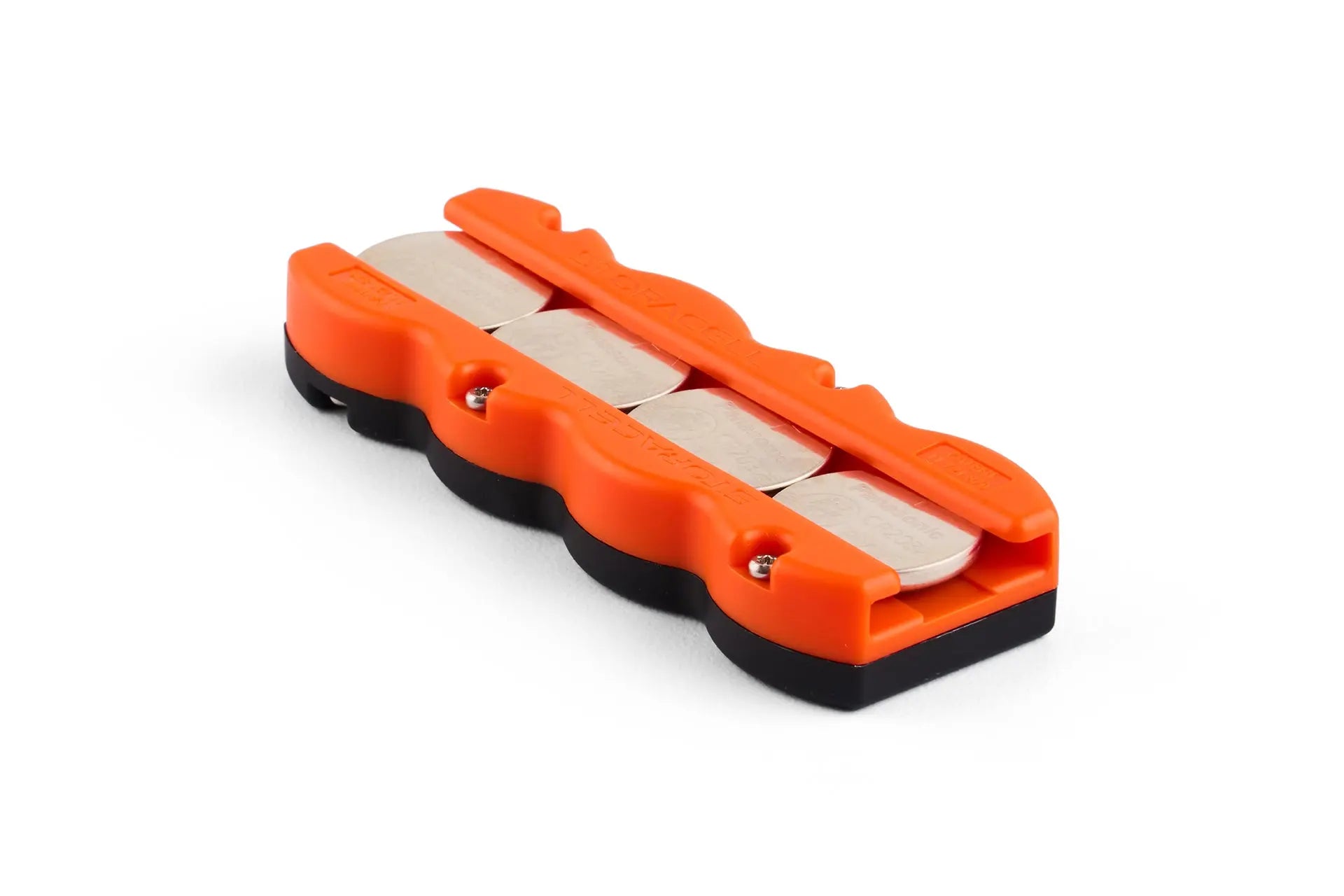 Button Battery Caddy 4pk Orange/Black Storacell