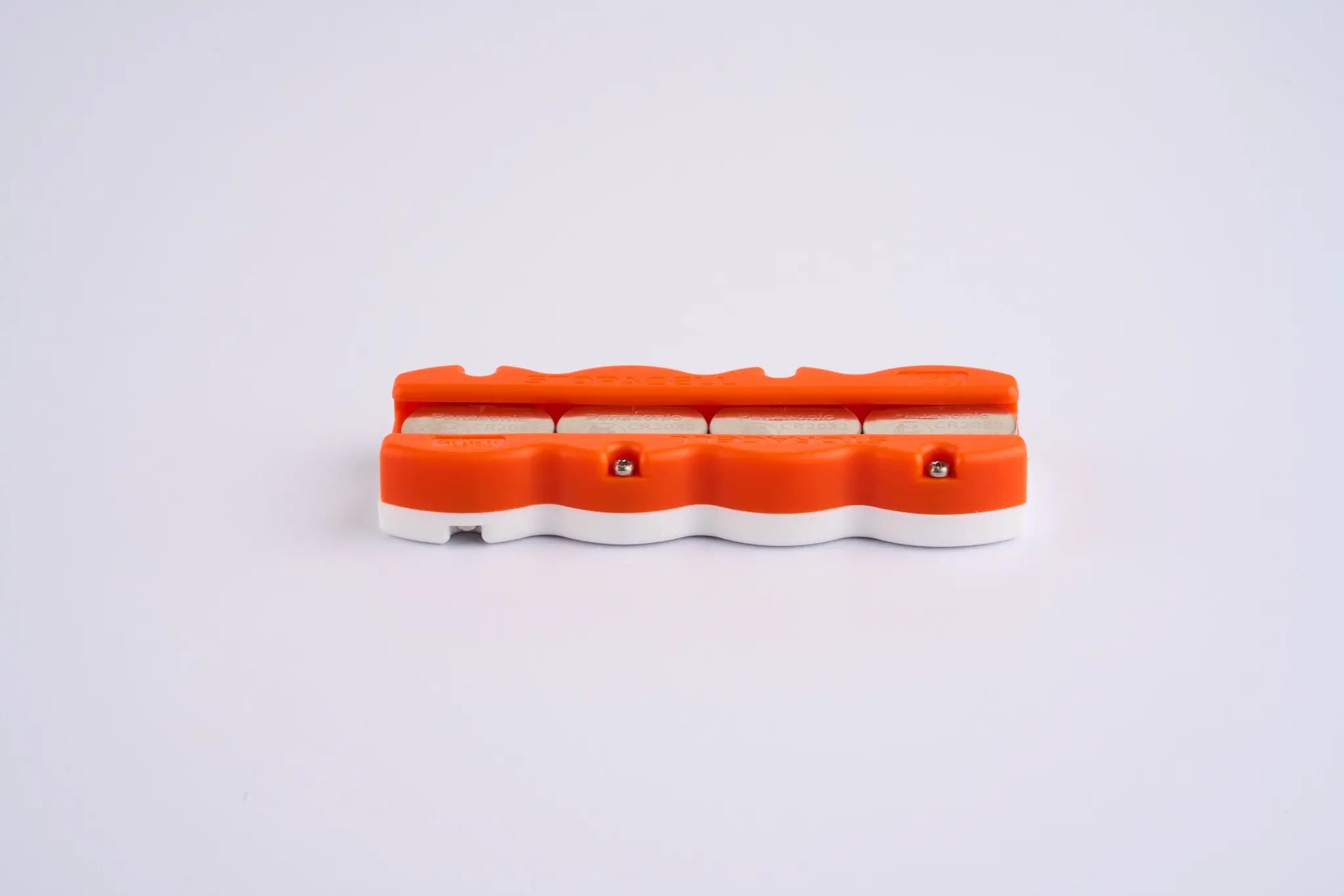 Button Battery Caddy 4pk Orange/White Storacell