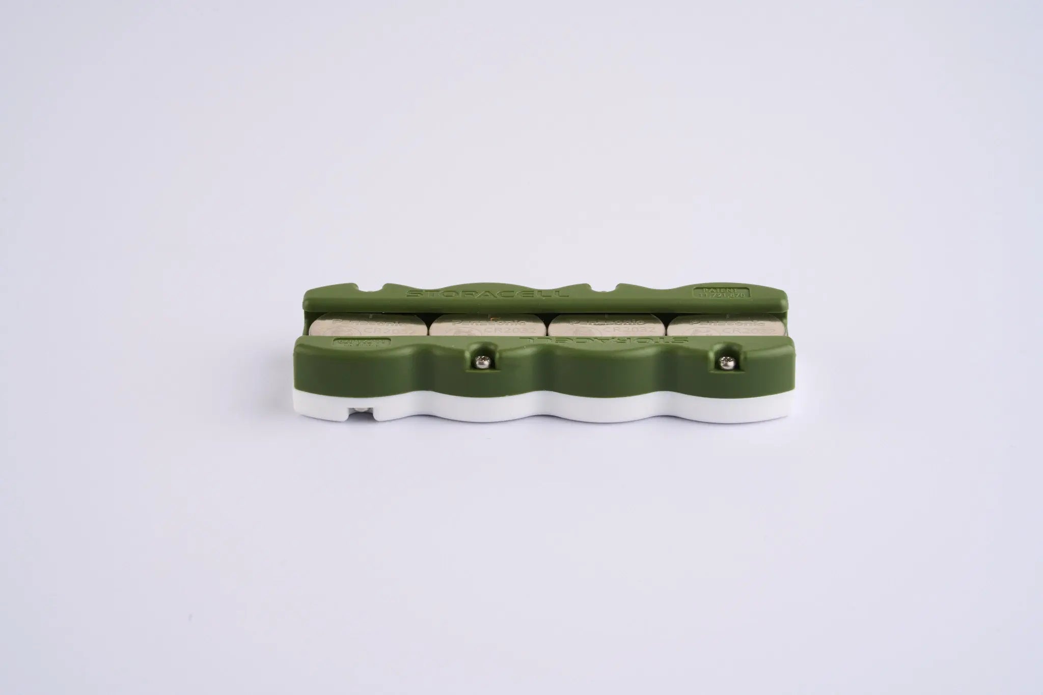 Button Battery Caddy 4pk Military Green/White Storacell