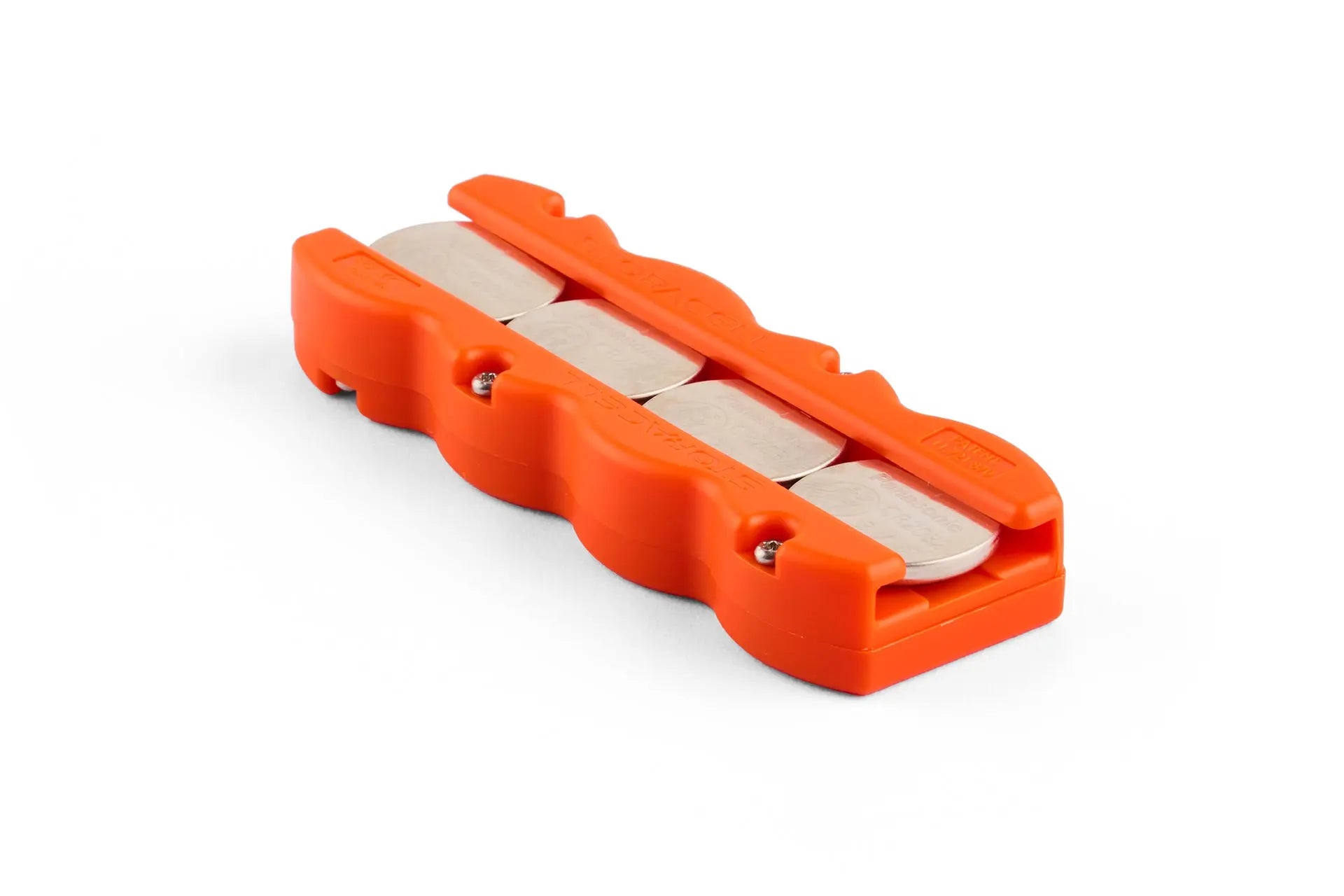 Button Battery Caddy 4pk Orange Storacell