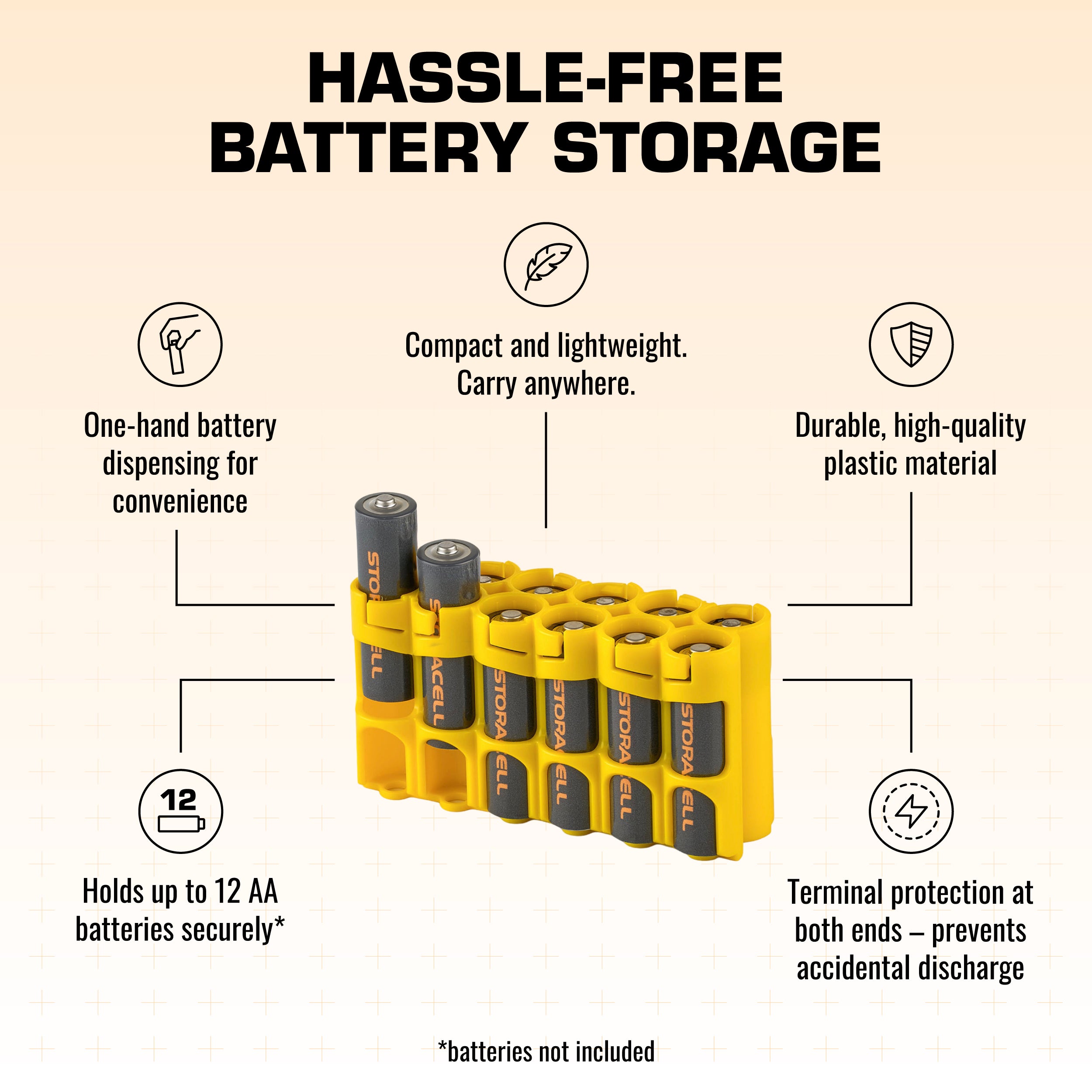 12 AA Pack Battery Caddy (Yellow)