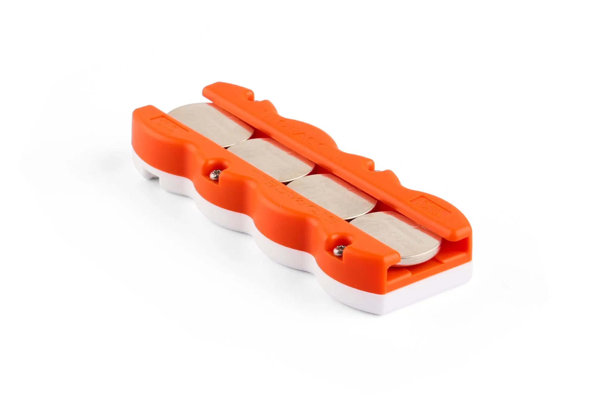 Button Battery Caddy 4pk Orange/White Storacell