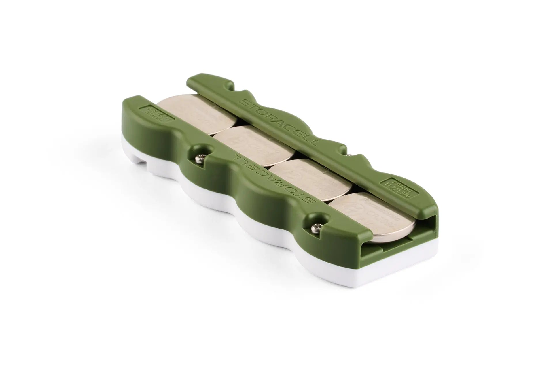 Button Battery Caddy 4pk Military Green/White Storacell