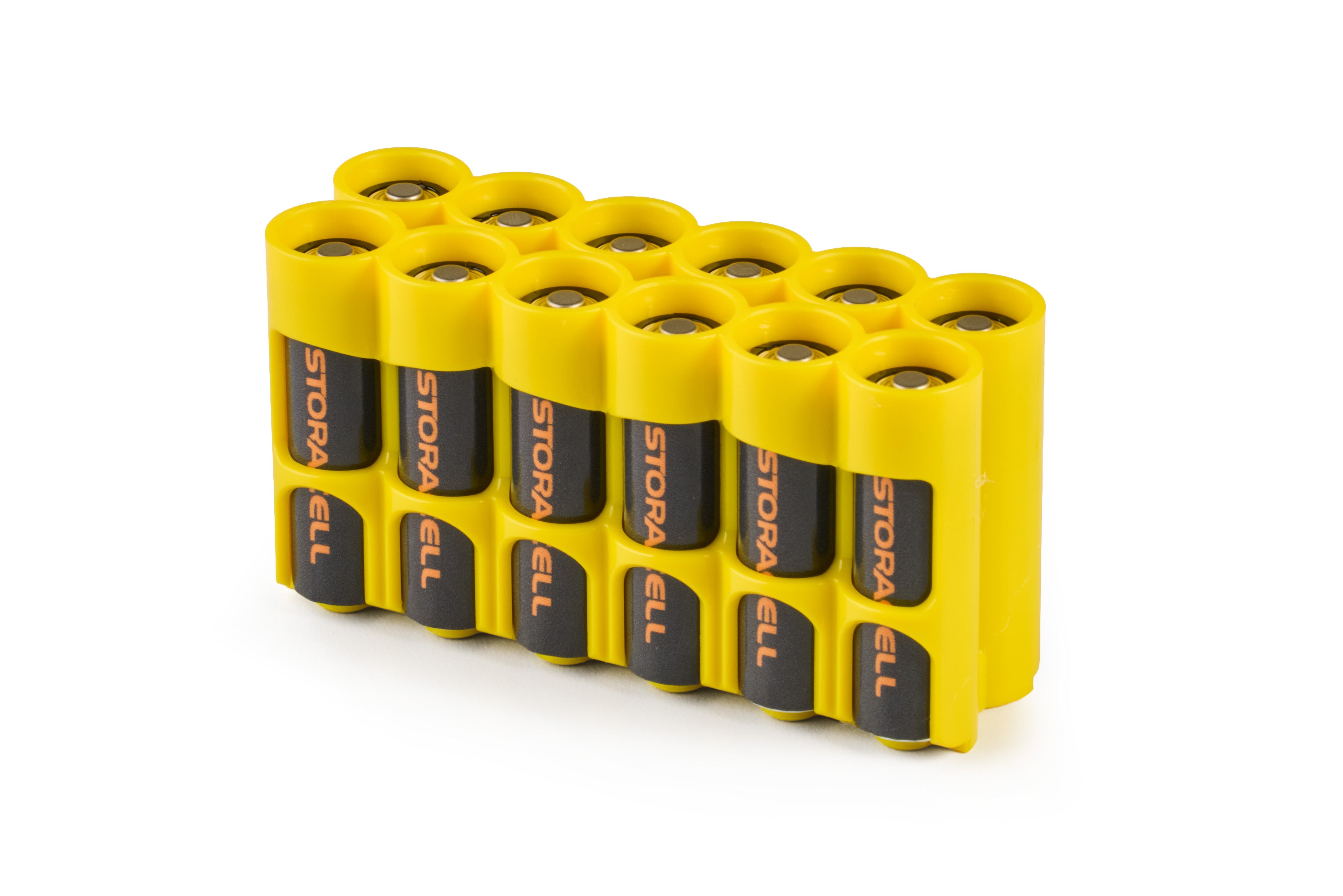 AA 12 Magnetic Battery Caddy (Yellow)